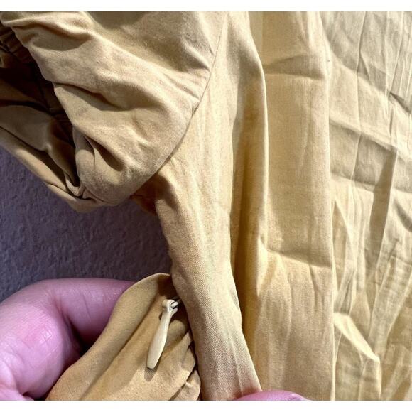 BCBGMaxazria Blouse Womens Small Yellow Stretch Dolman Sleeve Tie Waist V-Neck - Picture 7 of 12